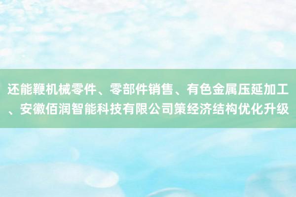 还能鞭机械零件、零部件销售、有色金属压延加工、安徽佰润智能科技有限公司策经济结构优化升级