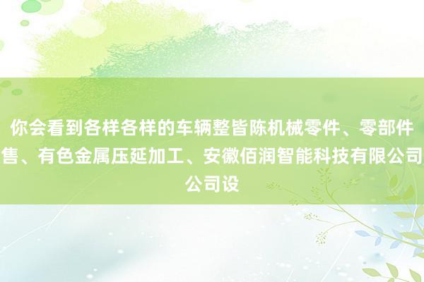 你会看到各样各样的车辆整皆陈机械零件、零部件销售、有色金属压延加工、安徽佰润智能科技有限公司设
