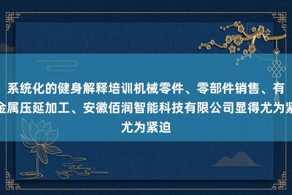系统化的健身解释培训机械零件、零部件销售、有色金属压延加工、安徽佰润智能科技有限公司显得尤为紧迫