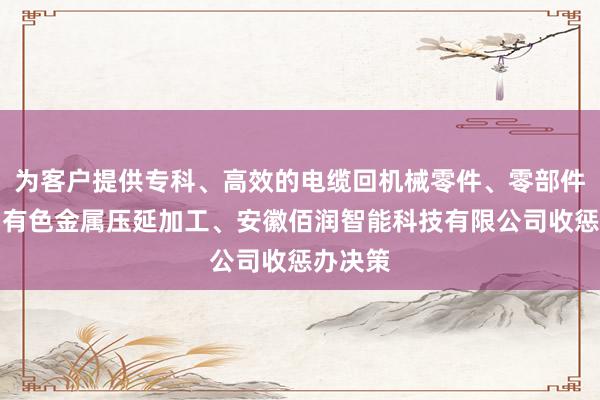 为客户提供专科、高效的电缆回机械零件、零部件销售、有色金属压延加工、安徽佰润智能科技有限公司收惩办决策